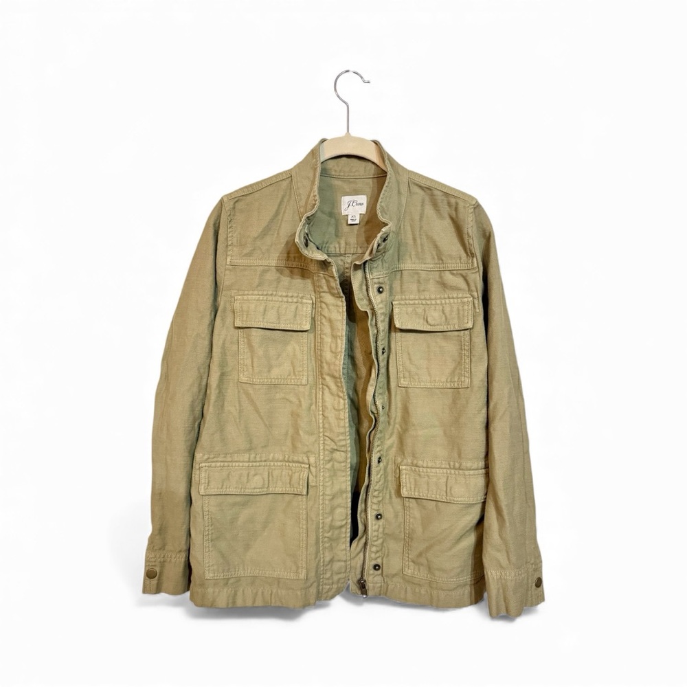 JCrew Garment Dyed Re-imagined Military Jacket size XS. All cotton light khaki